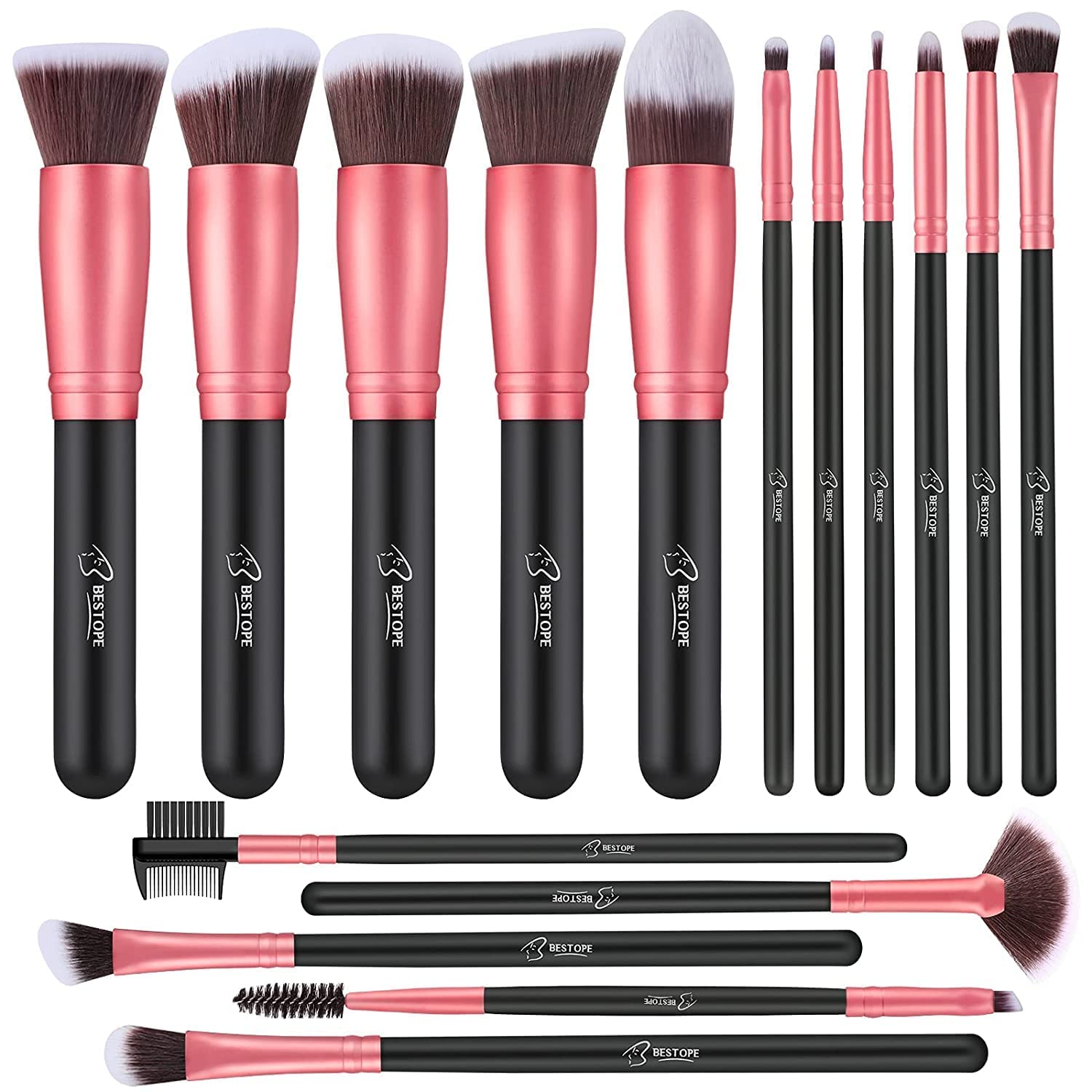 Makeup Brushes Makeup Brush Set – 16 Pcs Premium Synthetic Foundation Concealers Eye Shadows Make Up Brush,Eyeliner Brushes(RoseGold)