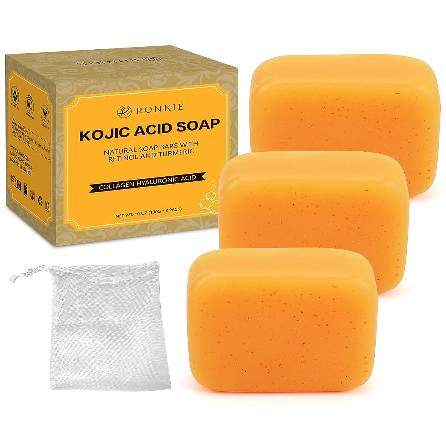 Kojic Acid Soap: Turmeric Soap – Clean and Smooth Skin – 3 X 100g Bars